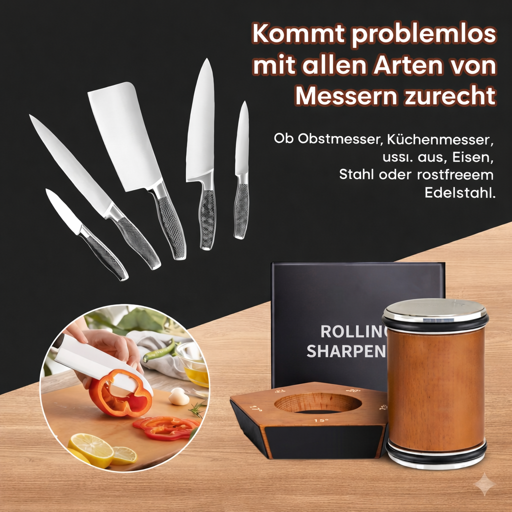 Roll Sharpener Knife Sharpener for Kitchen Knives with 12°, 15°, 17°, 19° & 22°