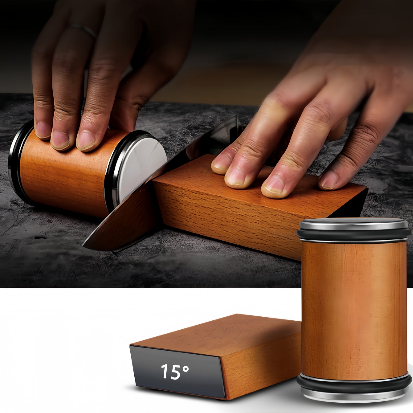 Roller Knife Sharpener with 15° & 20° Sharpening Angles
