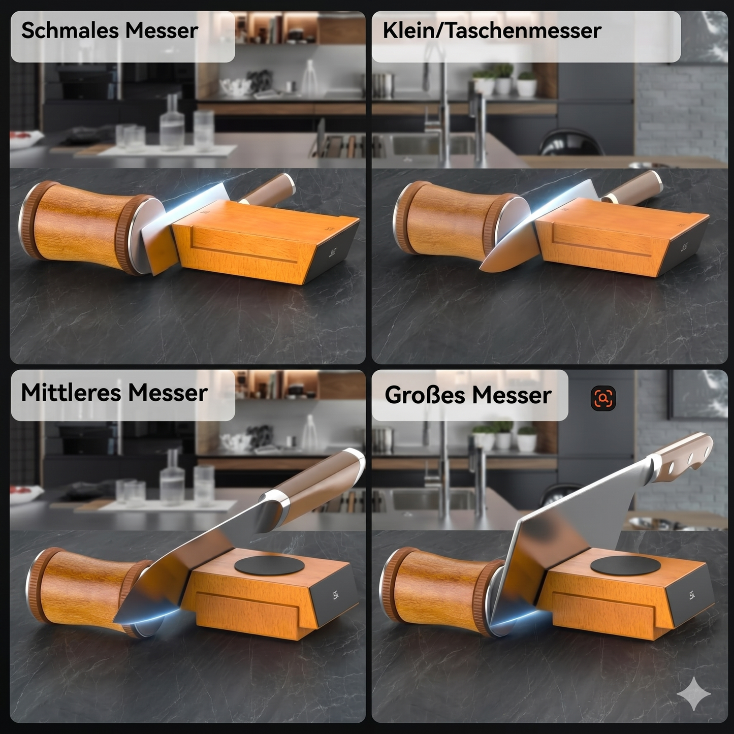Roll-Sharpener with 15° & 20° Angle and Magnetic Wood Stand