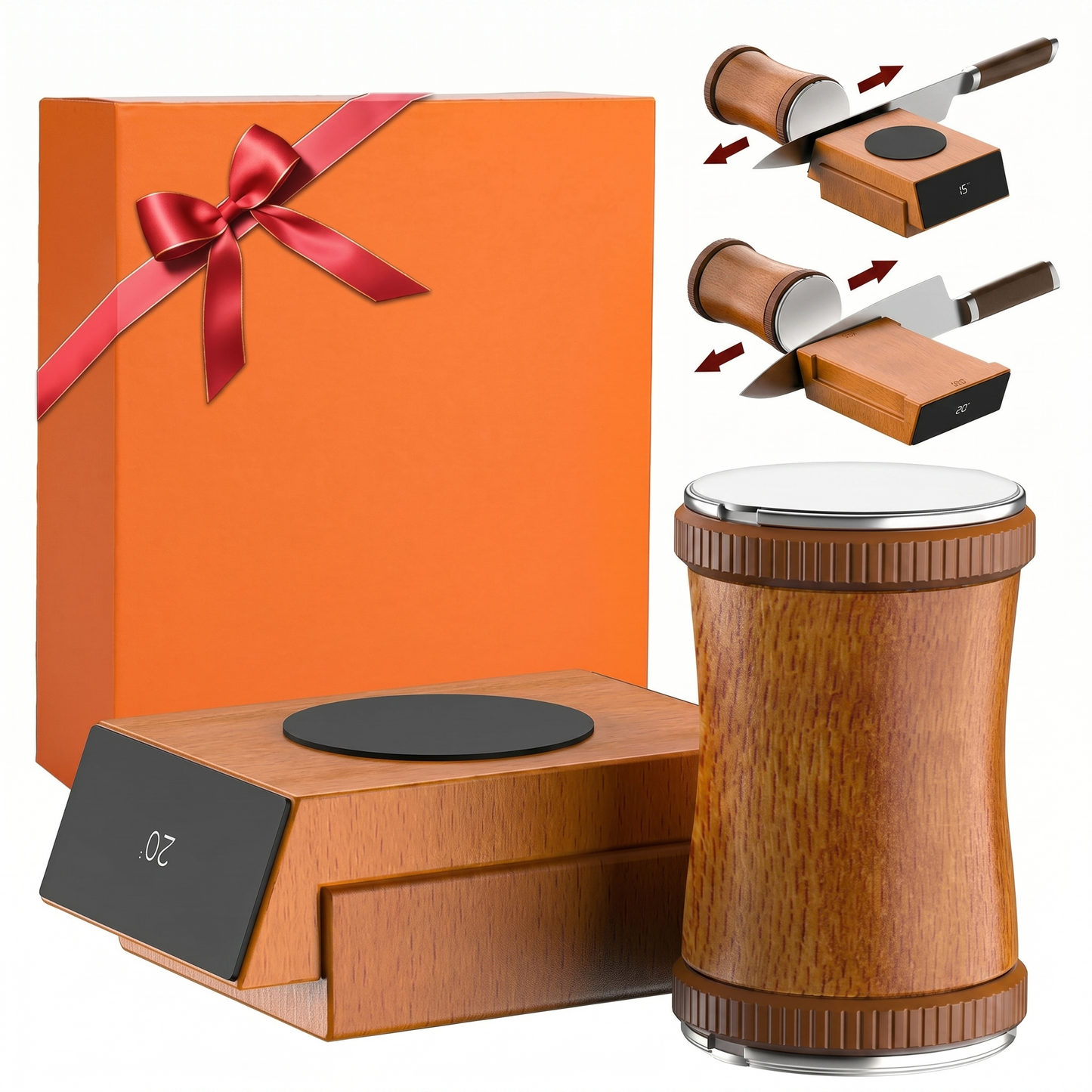 Roll-Sharpener with 15° & 20° Angle and Magnetic Wood Stand