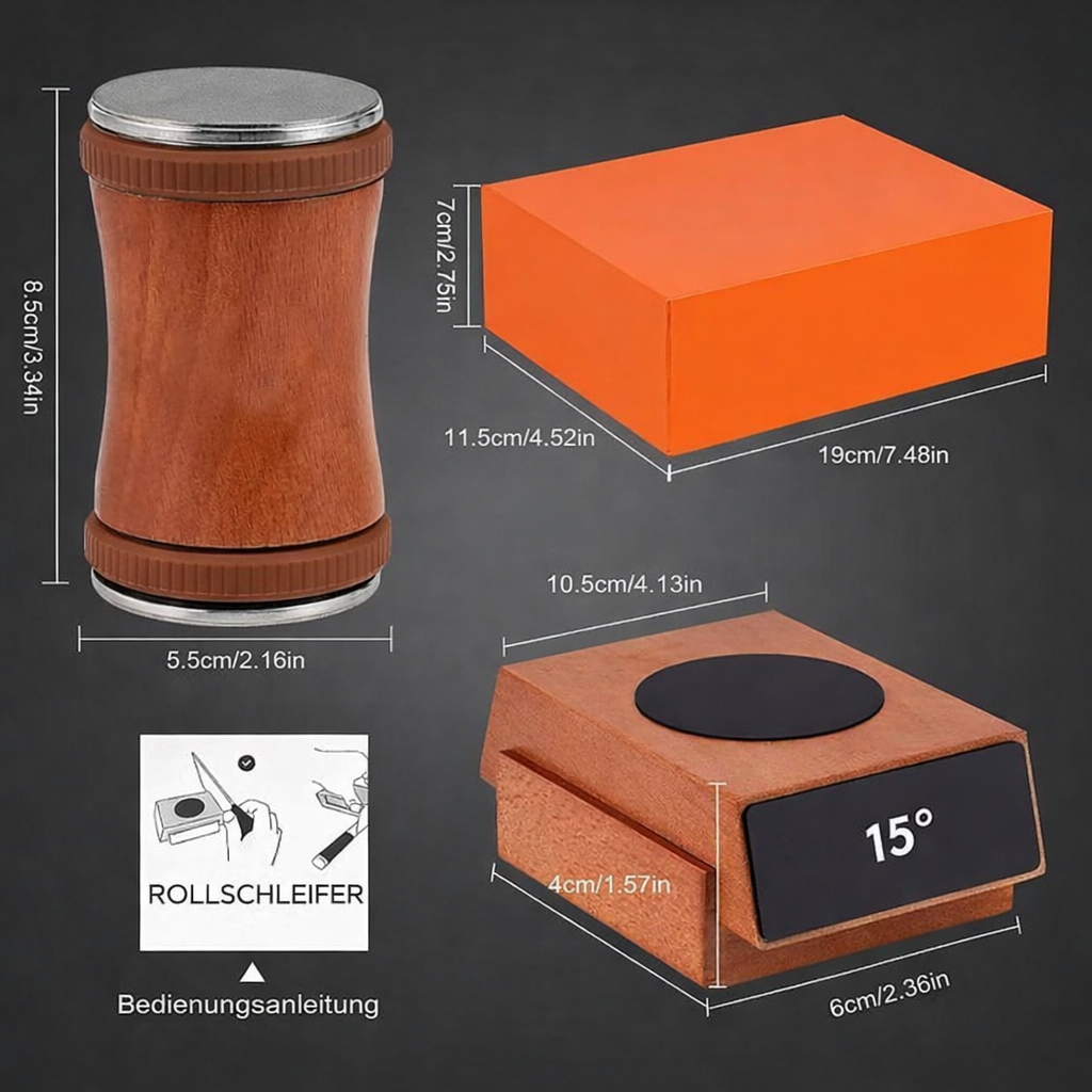 Roll-Sharpener with 15° & 20° Angle and Magnetic Wood Stand