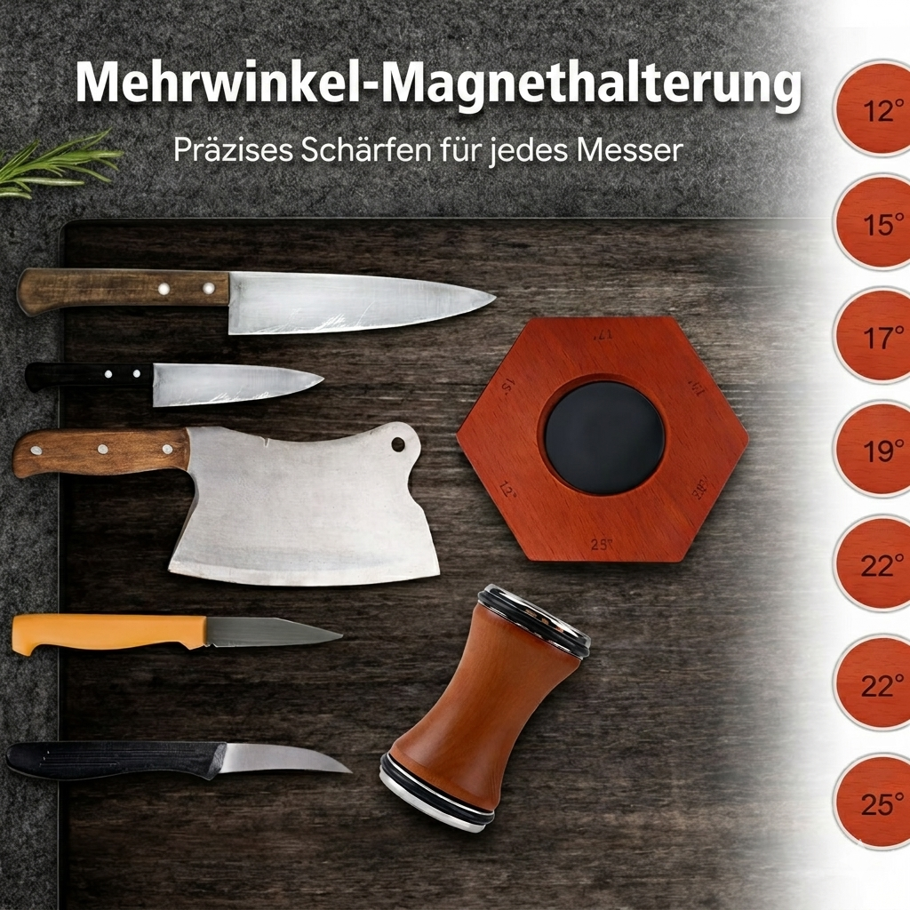 Rolling Knife Sharpener for Kitchen Knives with 12°, 15°, 17°, 19°, 20° & 22°
